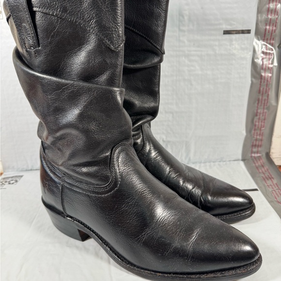 Frye Vintage Mid Calf Western Cowboy boots womens Size 9 Black Made in USA - Picture 5 of 11